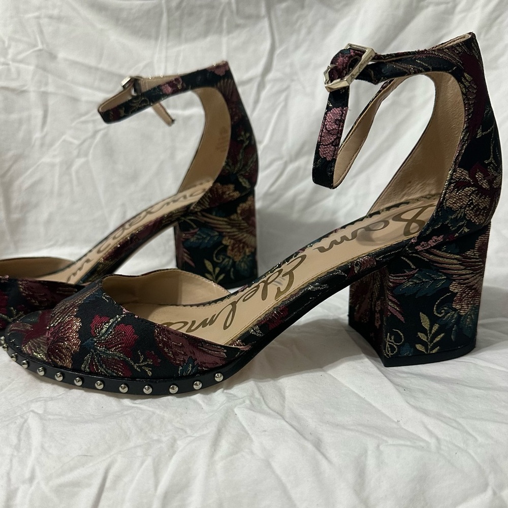 Sam Edelman Women's Floral Ankle Strap Heels - Picture 3 of 8